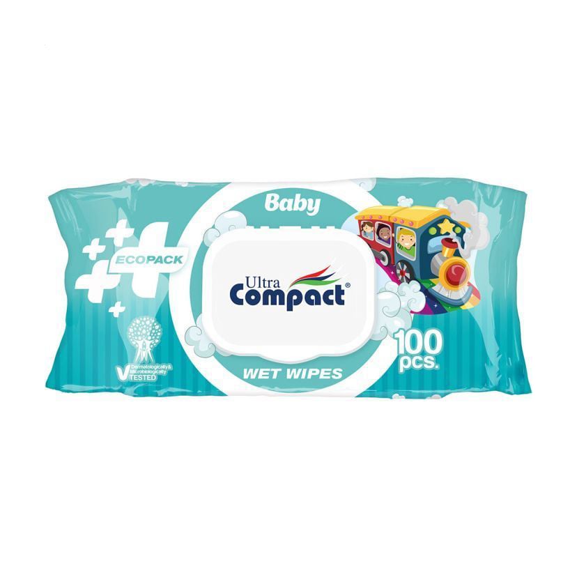 Дитячі вологі серветки Ultra Compact Ecopack з клапаном, 100 шт