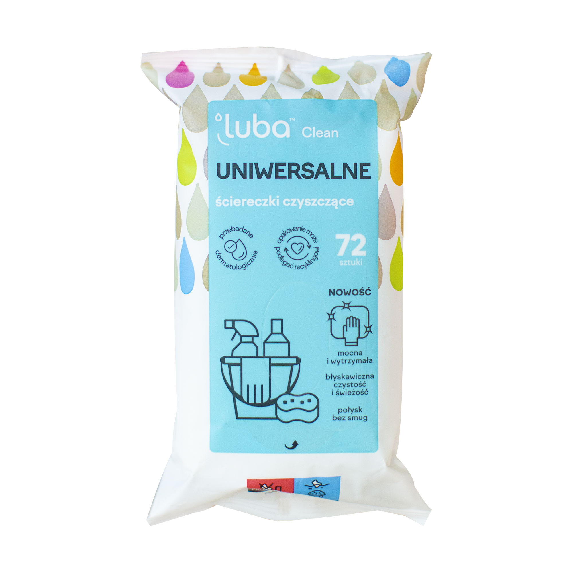 Універсальні вологі серветки для прибирання Luba Clean, 72 шт